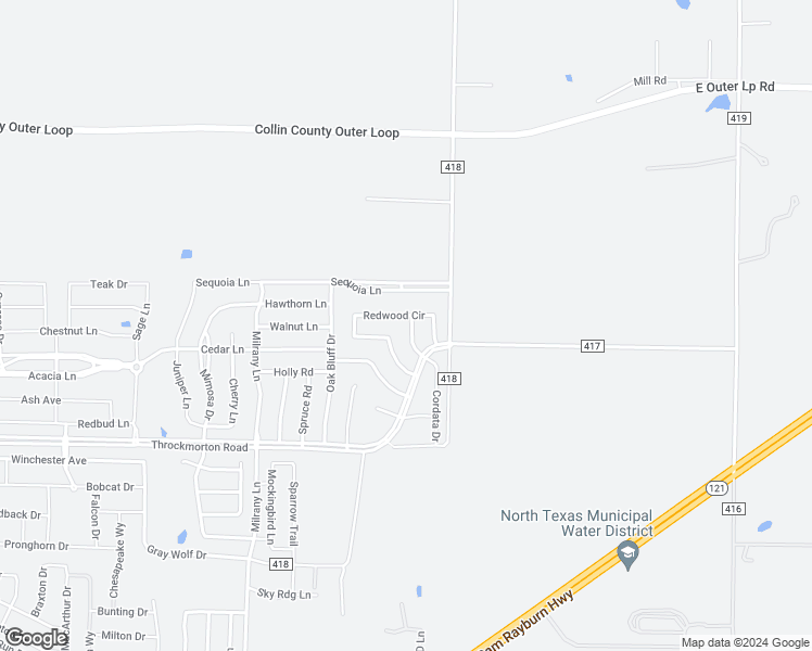 map of restaurants, bars, coffee shops, grocery stores, and more near 4413 Blackberry Road in Melissa