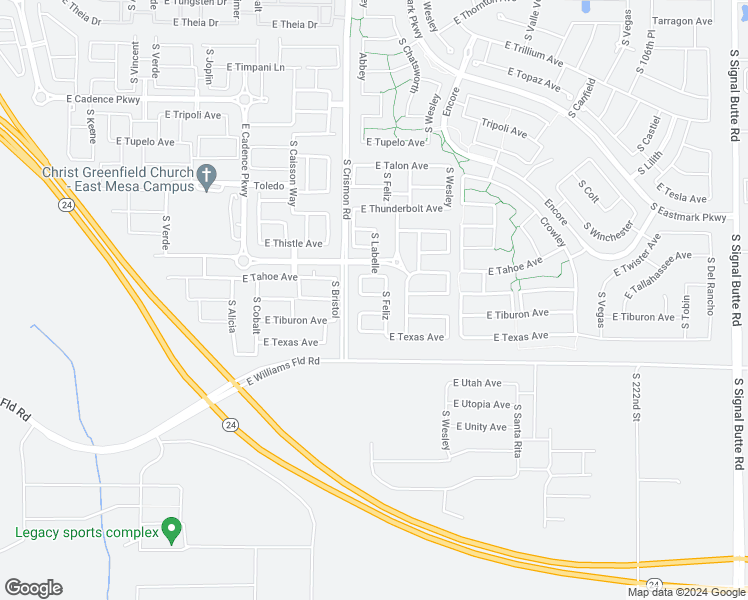 map of restaurants, bars, coffee shops, grocery stores, and more near 10041 East Tillman Avenue in Mesa