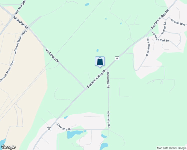 map of restaurants, bars, coffee shops, grocery stores, and more near 5599 Eastern Valley Road in McCalla