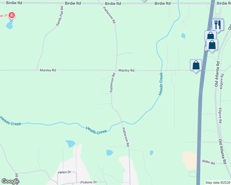 map of restaurants, bars, coffee shops, grocery stores, and more near 472 Patterson Road in Griffin