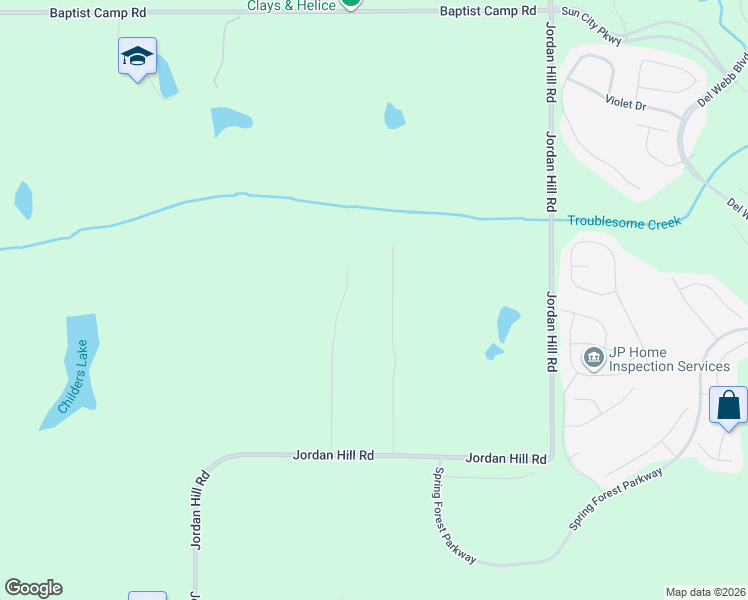 map of restaurants, bars, coffee shops, grocery stores, and more near 203 Ponderosa Road in Griffin