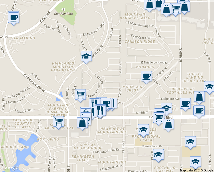 map of restaurants, bars, coffee shops, grocery stores, and more near 4206 East Graythorn Avenue in Phoenix