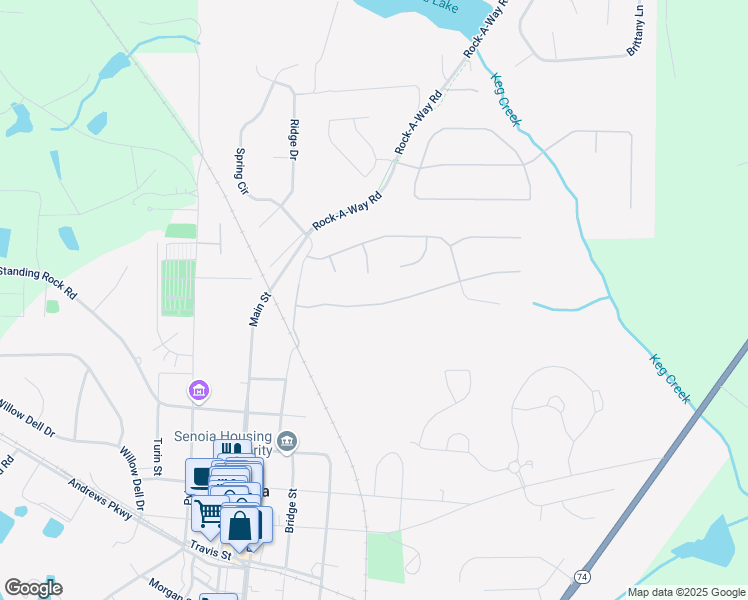 map of restaurants, bars, coffee shops, grocery stores, and more near 230 South Ridge in Senoia