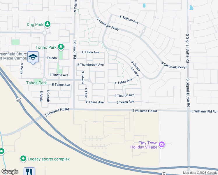 map of restaurants, bars, coffee shops, grocery stores, and more near 9904 East Tillman Avenue in Mesa