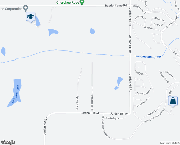 map of restaurants, bars, coffee shops, grocery stores, and more near 221 Ponderosa Road in Griffin