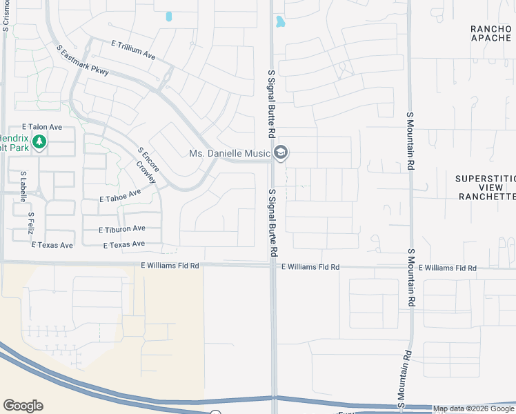 map of restaurants, bars, coffee shops, grocery stores, and more near 5823 South Del Rancho in Mesa