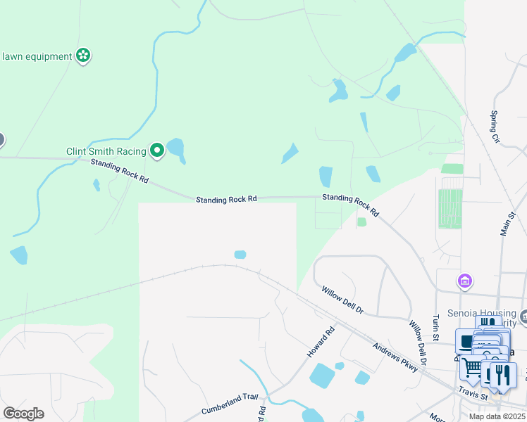 map of restaurants, bars, coffee shops, grocery stores, and more near 444 Standing Rock Road in Senoia