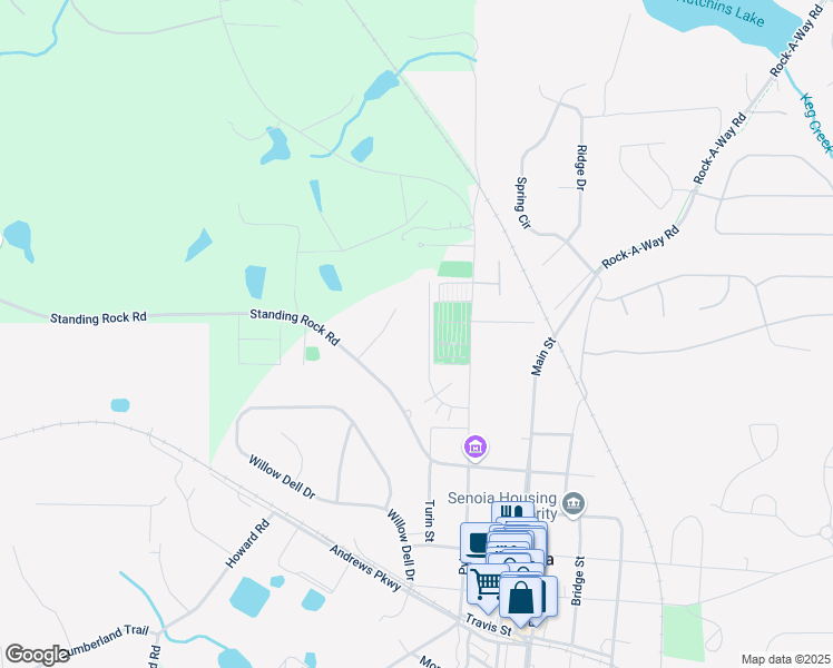 map of restaurants, bars, coffee shops, grocery stores, and more near 115 Standing Rock Road in Senoia