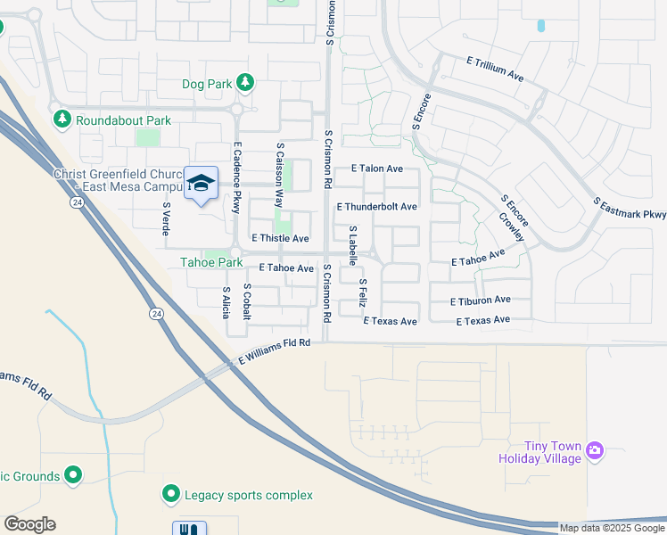 map of restaurants, bars, coffee shops, grocery stores, and more near 10031 East Tillman Avenue in Mesa