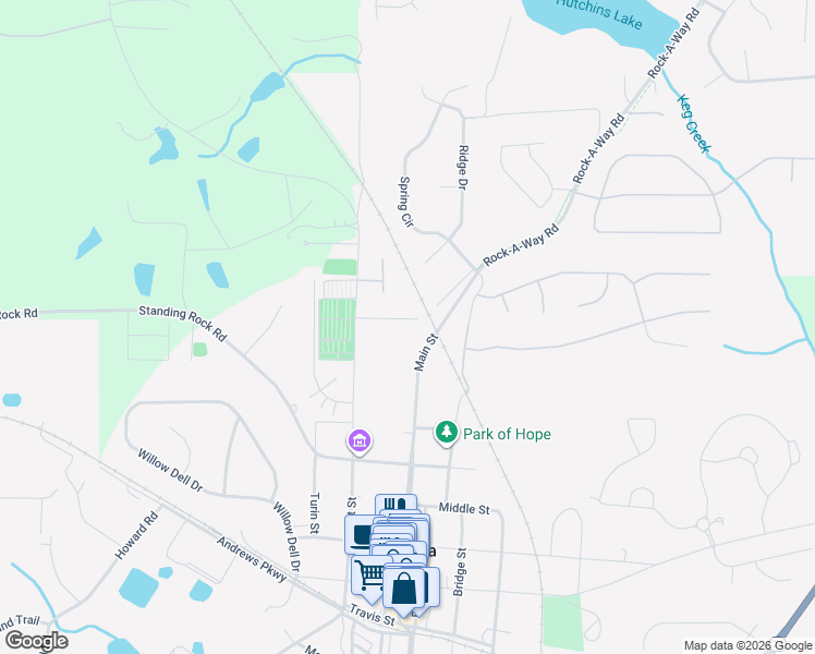 map of restaurants, bars, coffee shops, grocery stores, and more near 95 Matthews Street in Senoia