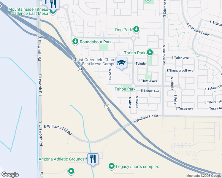 map of restaurants, bars, coffee shops, grocery stores, and more near 9636 East Twinkle Circle in Mesa