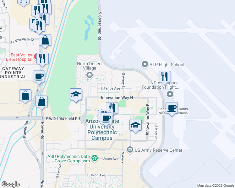 map of restaurants, bars, coffee shops, grocery stores, and more near in Mesa