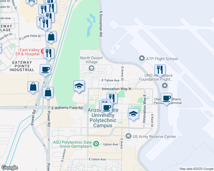 map of restaurants, bars, coffee shops, grocery stores, and more near in Mesa