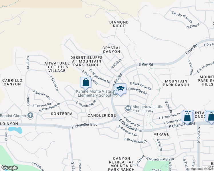 map of restaurants, bars, coffee shops, grocery stores, and more near 15011 South 25th Way in Phoenix