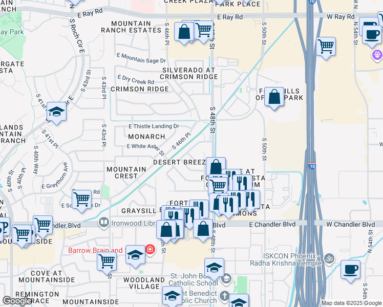 map of restaurants, bars, coffee shops, grocery stores, and more near 15022 South 47th Street in Phoenix