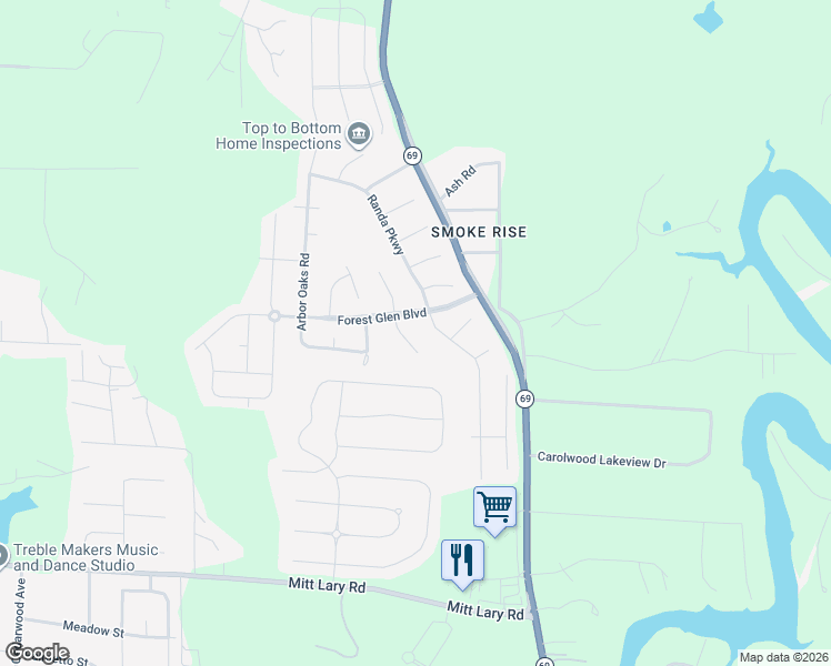 map of restaurants, bars, coffee shops, grocery stores, and more near 13716 Randa Parkway in Northport