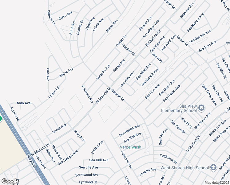 map of restaurants, bars, coffee shops, grocery stores, and more near Sea View Avenue in Salton City
