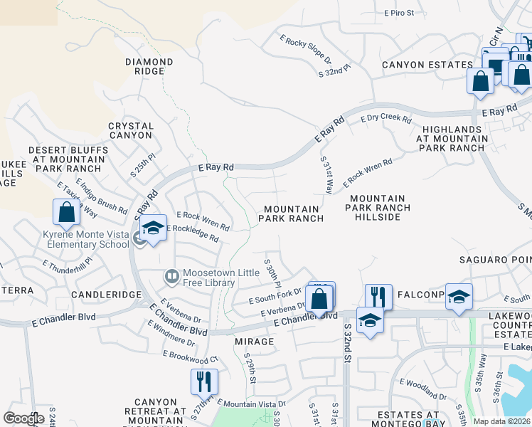 map of restaurants, bars, coffee shops, grocery stores, and more near 15011 South 30th Street in Phoenix