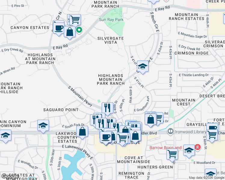 map of restaurants, bars, coffee shops, grocery stores, and more near 4025 East Cholla Canyon Drive in Phoenix
