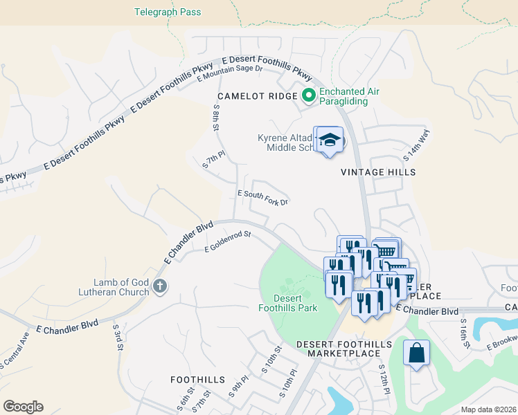 map of restaurants, bars, coffee shops, grocery stores, and more near 15009 South 9th Street in Phoenix