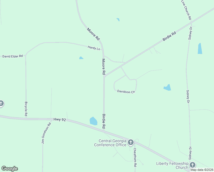 map of restaurants, bars, coffee shops, grocery stores, and more near 2487 Birdie Road in Griffin