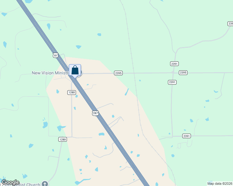 map of restaurants, bars, coffee shops, grocery stores, and more near 114 Private Road 2387 in Alvord