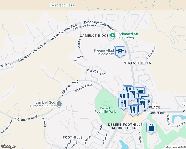 map of restaurants, bars, coffee shops, grocery stores, and more near 15009 South 9th Street in Phoenix