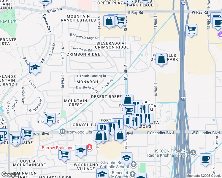 map of restaurants, bars, coffee shops, grocery stores, and more near 15022 South 47th Street in Phoenix