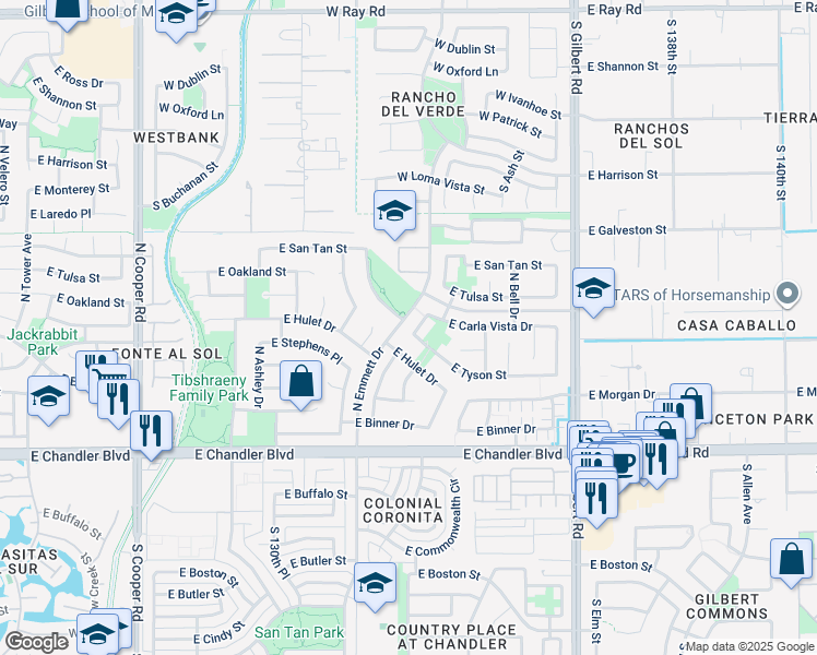 map of restaurants, bars, coffee shops, grocery stores, and more near 420 North Roger Way in Chandler