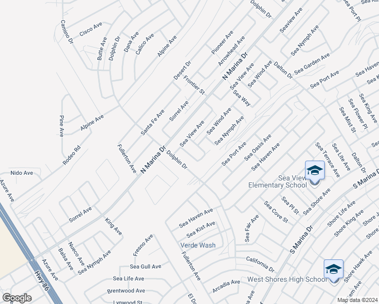 map of restaurants, bars, coffee shops, grocery stores, and more near 2516 Sea Bonita Street in Thermal