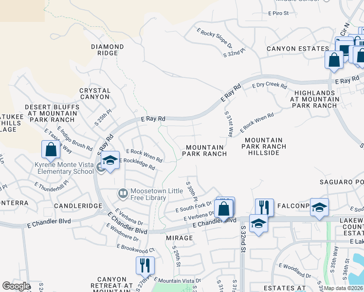 map of restaurants, bars, coffee shops, grocery stores, and more near 15011 S 30th St in Phoenix