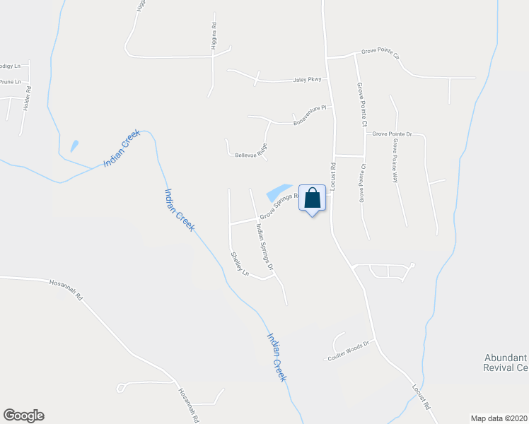 map of restaurants, bars, coffee shops, grocery stores, and more near 110 Grove Springs Road in Locust Grove