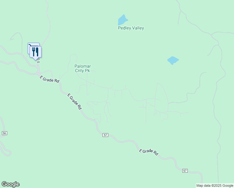 map of restaurants, bars, coffee shops, grocery stores, and more near 22021 Crestline Road in Palomar Mountain