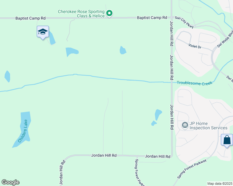map of restaurants, bars, coffee shops, grocery stores, and more near 249 Ponderosa Road in Griffin