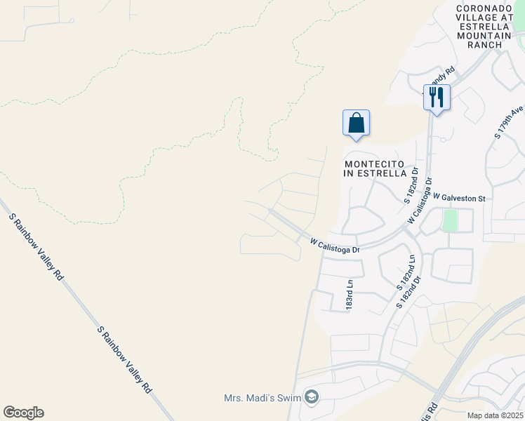 map of restaurants, bars, coffee shops, grocery stores, and more near West Chuckwalla Canyon Road in Goodyear