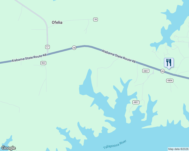 map of restaurants, bars, coffee shops, grocery stores, and more near 340 South Forty Drive in Lineville