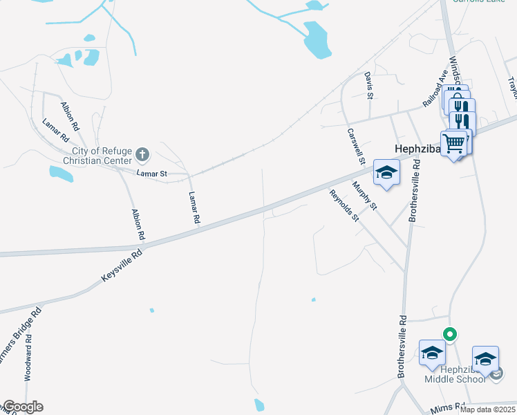 map of restaurants, bars, coffee shops, grocery stores, and more near 2601 Georgia 88 in Hephzibah