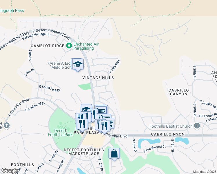 map of restaurants, bars, coffee shops, grocery stores, and more near 1404 East Sapium Way in Phoenix