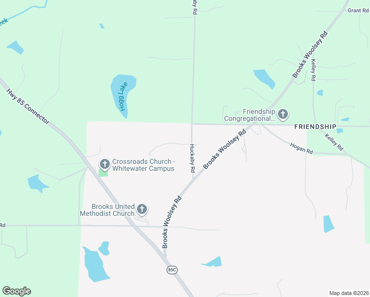 map of restaurants, bars, coffee shops, grocery stores, and more near 390 Huckaby Road in Brooks