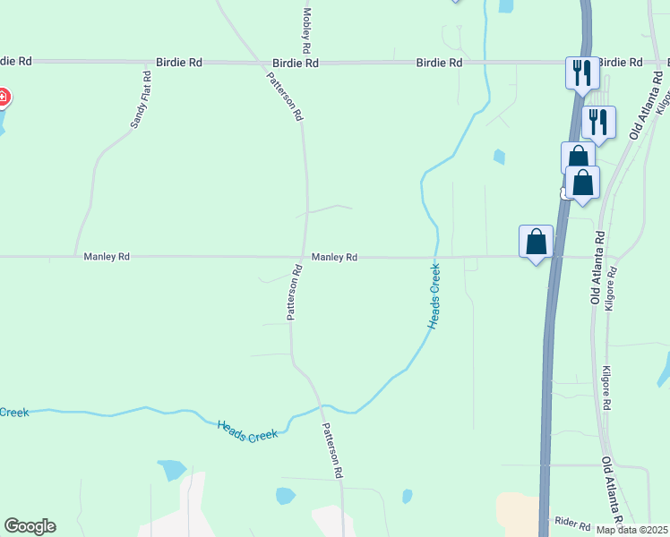 map of restaurants, bars, coffee shops, grocery stores, and more near 280 Manley Road in Griffin