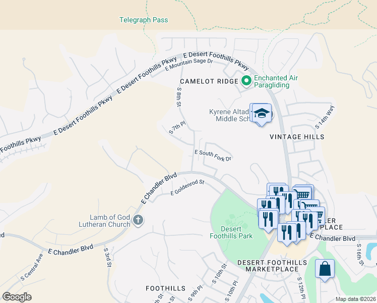 map of restaurants, bars, coffee shops, grocery stores, and more near 769 East Verbena Drive in Phoenix