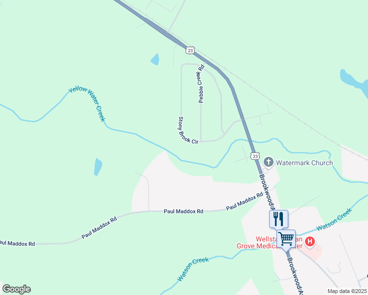 map of restaurants, bars, coffee shops, grocery stores, and more near 157 Stony Brook Circle in Jackson