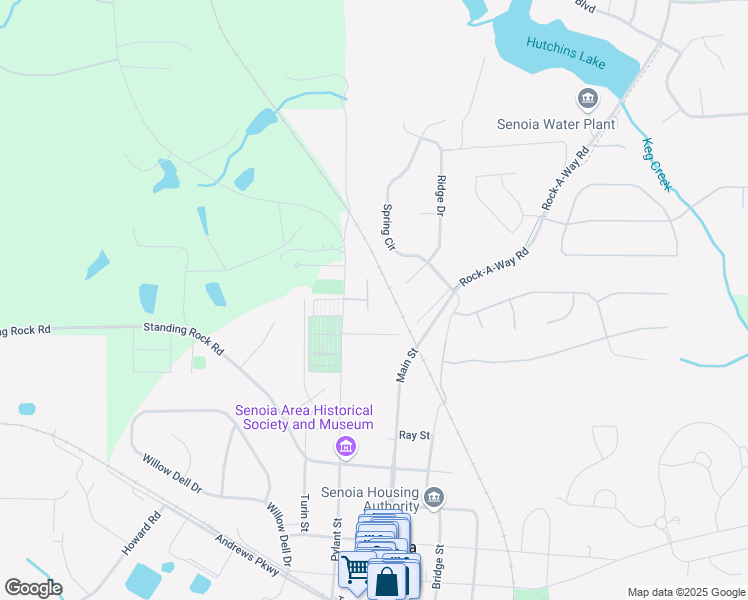 map of restaurants, bars, coffee shops, grocery stores, and more near 32 Matthews Street in Senoia