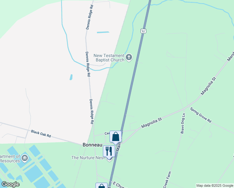 map of restaurants, bars, coffee shops, grocery stores, and more near 1561 Main Street in Bonneau