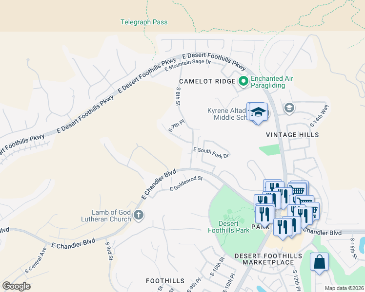 map of restaurants, bars, coffee shops, grocery stores, and more near 768 East Mountain Sky Avenue in Phoenix
