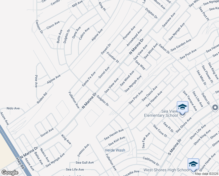 map of restaurants, bars, coffee shops, grocery stores, and more near Sea View Avenue in Thermal