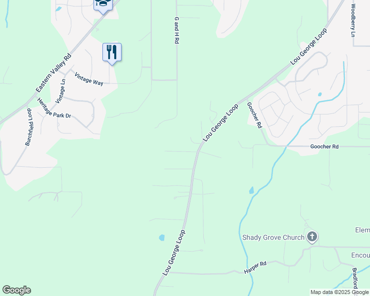 map of restaurants, bars, coffee shops, grocery stores, and more near 6801 Lou George Loop in Bessemer