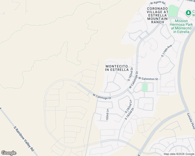 map of restaurants, bars, coffee shops, grocery stores, and more near 18505 West Chuckwalla Canyon Road in Goodyear