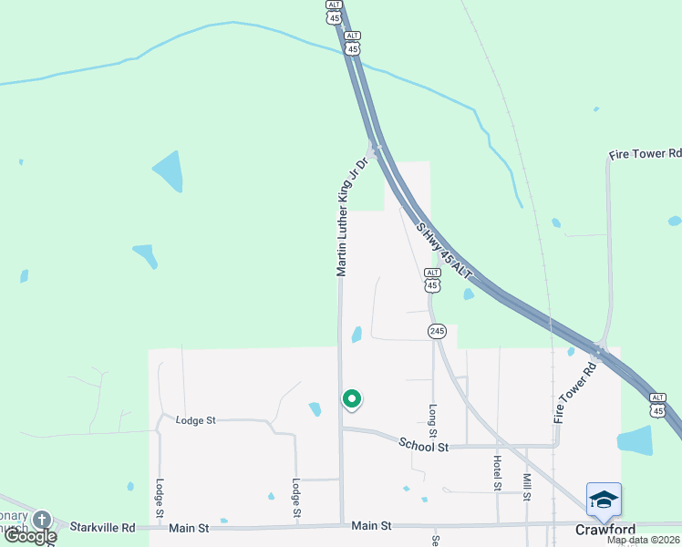 map of restaurants, bars, coffee shops, grocery stores, and more near 1344-1696 Martin Luther King Junior Drive in Crawford