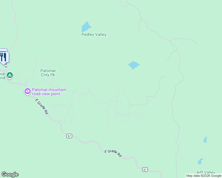 map of restaurants, bars, coffee shops, grocery stores, and more near 22222 Crestline Road in Palomar Mountain